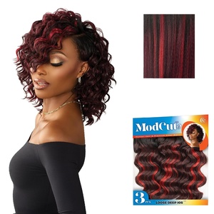image:imageSensationnel Curls Kinksandco ModCut 3pcs BundlesLoose Deep 10S1 JETBLACKBALAYAGEFIERYRED