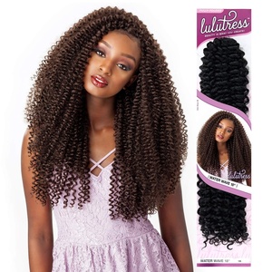 image:imageSensationnel Lulutress Crochet Braiding HairWater Wave 18 Inch1 JETBLACKELECTRICYELLOW