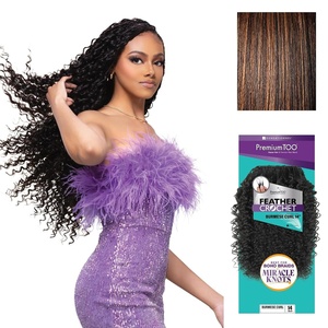 image:imageSensationnel PremiumToo Feather Crochet BraidBurmese Curl14in 1 JETBLACKS1B30