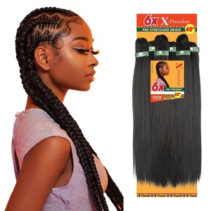 image:imageSensationnel XPression Prestretched Braids6X Braid 48in1 JETBLACKBG BURGUNDY