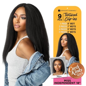 image:imageSensationnel Curls Kinksandco Clip In  Miss Independent 18 Inch 9 Piece Pack Easy to Use Clips for Natural 3C to 4C Hair 1 JETBLACK2 DARKBROWN