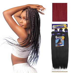 image:imageSensationnel Ruwa Prestretched Braiding Hair6X 48 Inch1 JETBLACKBG BURGUNDY