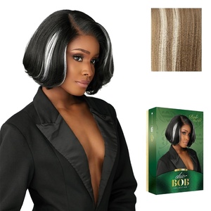 image:imageSensationnel Chicbob Lace FrontwigBob Unit 8 1 JETBLACKBALAYAGELIGHTASHBLONDE