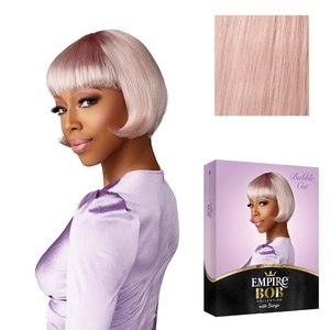 image:imageSensationnel Empire Bob Humanhair WigBubble Cut 1 JETBLACKSMOKYLAVENDER